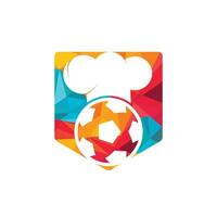 Diseño de logotipo vectorial de chef de fútbol. diseño de icono de pelota de fútbol y sombrero de chef. vector