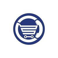 ilustración de plantilla de diseño de logotipo de vector de llamada de compras. carrito de compras e icono de teléfono.