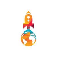 Globe rocket vector logo design template. Fast connect logo concept.