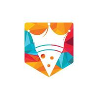 plantilla de diseño del logotipo del vector del rey de la pizza. diseño de icono de corona y rebanada de pizza.