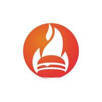 Hot burger fire vector logo design template. Spicy food burger design template.