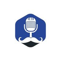 plantilla de diseño de logotipo de podcast de caballero. icono de podcast de bigote. vector