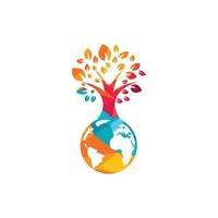 Globe tree vector logo design template. Planet and eco symbol or icon.