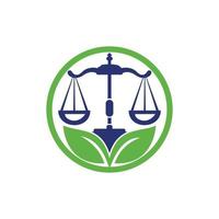 plantilla de diseño de logotipo de bufete de abogados de naturaleza. concepto de logotipo de escalas verdes. vector