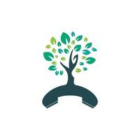 Nature call vector logo design. Handset tree icon design template.