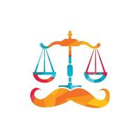 Strong law vector logo design concept. Scale and mustache icon vector design.