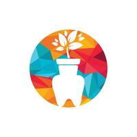 Dental garden vector logo design template. Tooth and flower pot icon design.