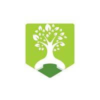 Nature call vector logo design. Handset tree icon design template.