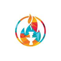 diseño del logotipo del vector de fuego de la cachimba. barra árabe o casa, plantilla de diseño de vector de tienda.