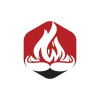 Moustache fire vector logo design template.