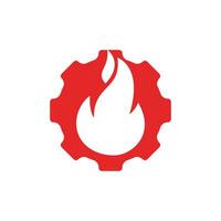 Gear and fire vector logo design template.