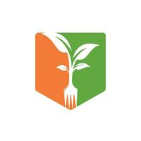 diseño de logotipo de vector de árbol de horquilla. concepto de logotipo de restaurante y agricultura.