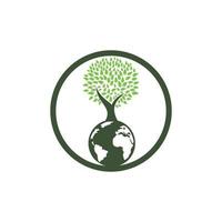 Globe tree vector logo design template. Planet and eco symbol or icon.