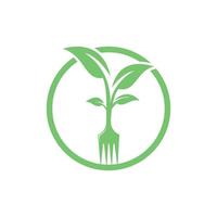 diseño de logotipo de vector de árbol de horquilla. concepto de logotipo de restaurante y agricultura.