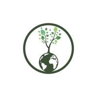 Globe tree with home vector logo design template. Planet and eco symbol or icon.