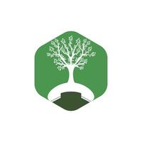 Nature call vector logo design. Handset tree icon design template.