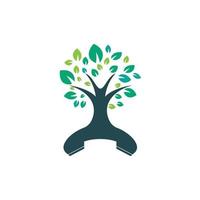 diseño de logotipo de vector de llamada de naturaleza. plantilla de diseño de icono de árbol de auricular.