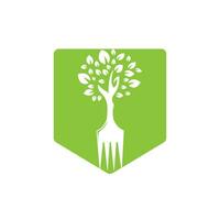 diseño de logotipo de vector de árbol de horquilla. concepto de logotipo de restaurante y agricultura.