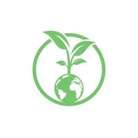 Globe tree vector logo design template. Planet and eco symbol or icon.