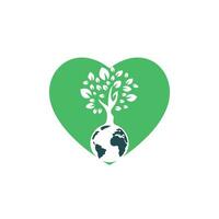 Globe tree with heart vector logo design template. Planet and eco symbol or icon.