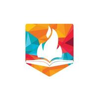 diseño del logotipo del vector de fuego educativo. plantilla de diseño de logotipo de vector de libro de motivación.