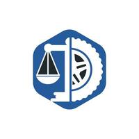 Transport law vector logo design template. Tire and balance icon design.