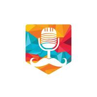 Gentleman podcast logo design template. Mustache podcast icon. vector