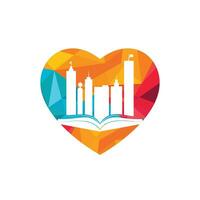 Education building logo design. Vector of book and a building, symbol of library and study.