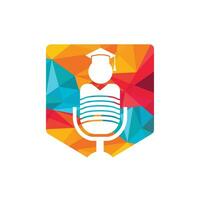 estudiante podcast vector logo icono símbolo diseño. concepto de logotipo de podcast de educación.