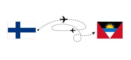 vuelo y viaje desde finlandia a antigua y barbuda por concepto de viaje en avión de pasajeros vector