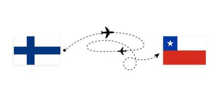 vuelo y viaje de finlandia a chile por concepto de viaje en avión de pasajeros vector