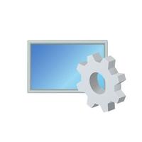 Monitor for personal computer with gear icon Settings icon or instruction vector