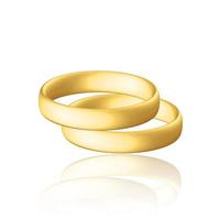 Golden realistic wedding rings with reflection Anniversary romantic surprise vector