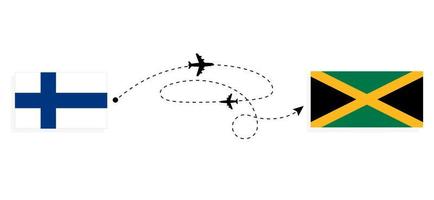 vuelo y viaje desde finlandia a jamaica por concepto de viaje en avión de pasajeros vector