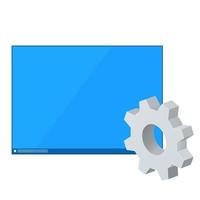 Mockup of desktop or program window with gear icon Settings icon or instruction vector