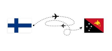 vuelo y viaje desde finlandia a papua nueva guinea por concepto de viaje en avión de pasajeros vector