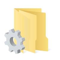 Folder in folder computer file with gear icon Settings icon or instruction vector