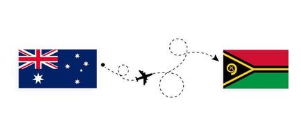 vuelo y viaje de australia a vanuatu por concepto de viaje en avión de pasajeros vector