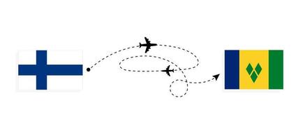 vuelo y viaje desde finlandia a san vicente y las granadinas por concepto de viaje en avión de pasajeros vector