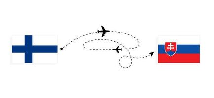 vuelo y viaje de finlandia a eslovaquia por concepto de viaje en avión de pasajeros vector