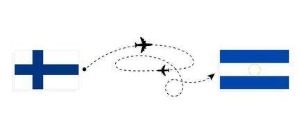 vuelo y viaje desde finlandia a el salvador por concepto de viaje en avión de pasajeros vector