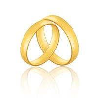 anillos de boda dorados realistas con reflexión aniversario sorpresa romántica vector