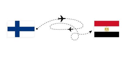 vuelo y viaje de finlandia a egipto por concepto de viaje en avión de pasajeros vector