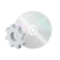 Compact disk CD DVD with gear icon Settings icon or instruction vector