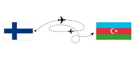 Flight and travel from Finland to Azerbaijan by passenger airplane Travel concept vector