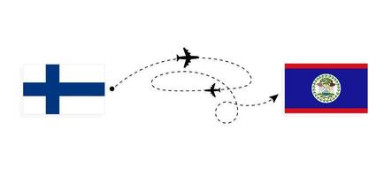 vuelo y viaje desde finlandia a belice por concepto de viaje en avión de pasajeros vector