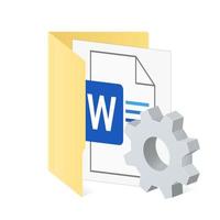 File computer folder and DOC file with gear icon Settings icon or instruction vector