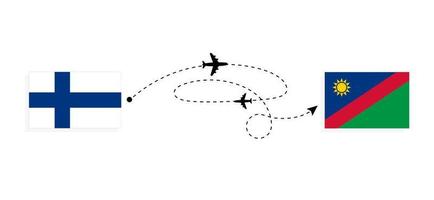 vuelo y viaje de finlandia a namibia por concepto de viaje en avión de pasajeros vector