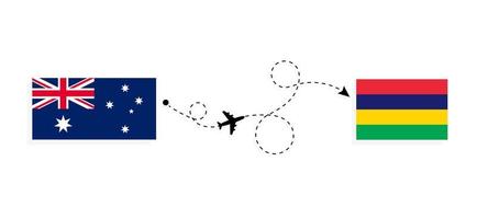 vuelo y viaje desde australia a mauricio por concepto de viaje en avión de pasajeros vector