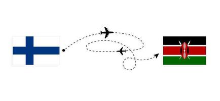 vuelo y viaje de finlandia a kenia por concepto de viaje en avión de pasajeros vector